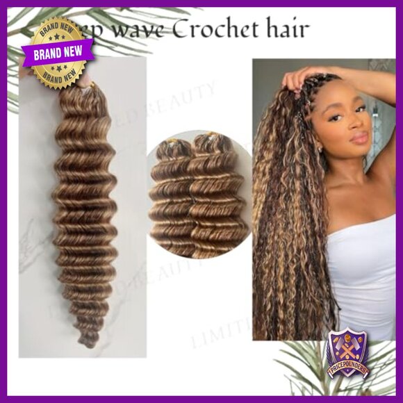 18 Inch Human Hair Extensions Deep Wave Crochet Feather 2 Pack Knotless main image 5